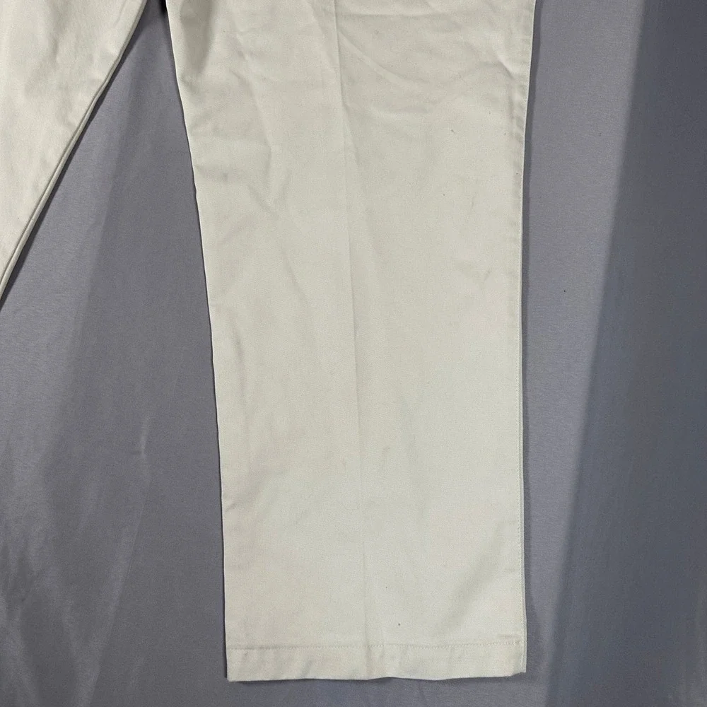 Vintage Dockers Pleated Chino Pants Mens 42x30 Cream Khaki Made in USA Cotton